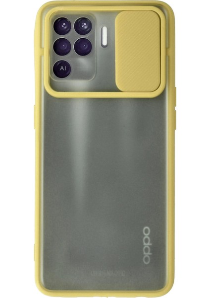 Oppo Reno 5 Lite Kılıf Palm Buzlu Kamera Sürgülü Silikon - Sarı - NEONX2318-4272