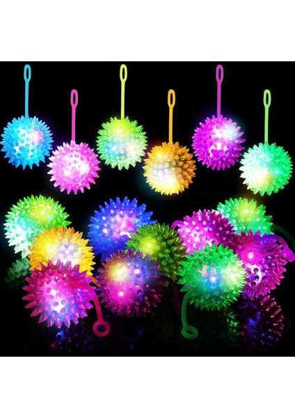 4 Pcs Flashıng Spıky Light Ball 4 Adet Sesli LED Işıklı Kirpi Yoyo Top Oyuncak Pilli Işık fiyatları