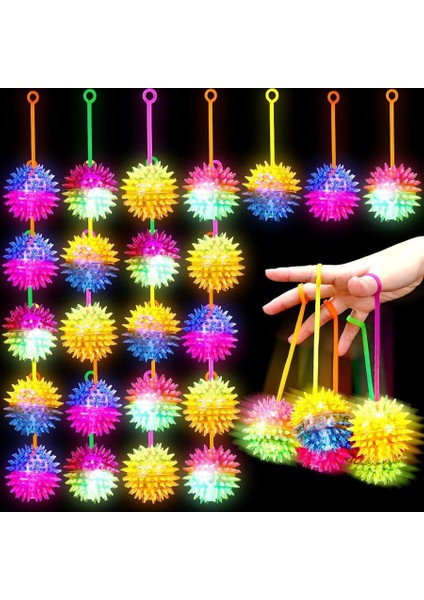 4 Pcs Flashıng Spıky Light Ball 4 Adet Sesli LED Işıklı Kirpi Yoyo Top Oyuncak Pilli Işık fırsatları
