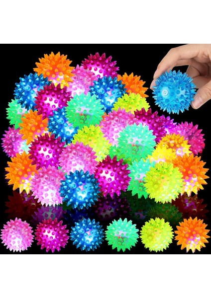 4 Pcs Flashıng Spıky Light Ball 4 Adet Sesli LED Işıklı Kirpi Yoyo Top Oyuncak Pilli Işık indirimleri