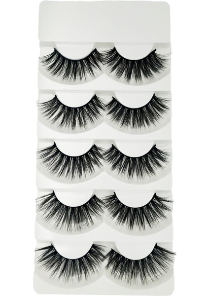 Doğal Görünümlü İpek Bütün 5li Takma Kirpik Seti- 5 Çift Gerçek Takma Kirpik- Model: C9 fiyatları