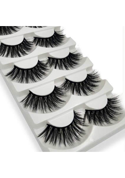 Doğal Görünümlü İpek Bütün 5li Takma Kirpik Seti- 5 Çift Gerçek Takma Kirpik- Model: C9 fırsatları