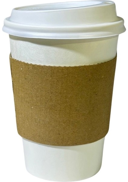 Beyaz 14 Oz Ekstra Kalın Kapaklı Kâğıt Bardak 50 Adet