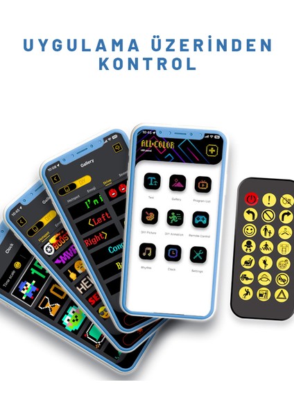 Mobil Kontrollü Araç Içi Mağaza Içi Yazı Yazılabilir Emoji Efekt Destekli LED Matrix Panel Kayar LED