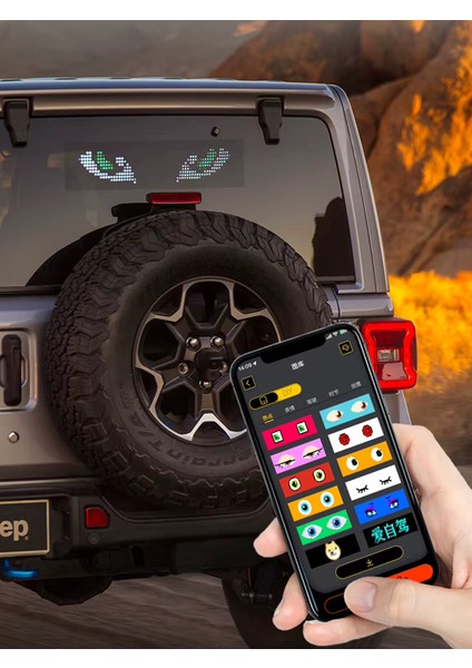 Mobil Kontrollü Araç Içi Mağaza Içi Yazı Yazılabilir Emoji Efekt Destekli LED Matrix Panel Kayar LED