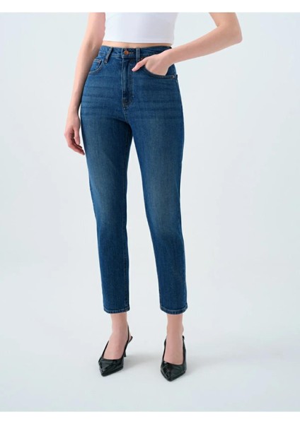 Loft Stella Mıd Blue Wash Mom Kadın Jean LF2037084 fiyatları