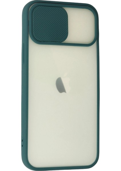 iPhone 12 Kılıf Palm Buzlu Kamera Sürgülü Silikon - Yeşil - NEONX8558-3480