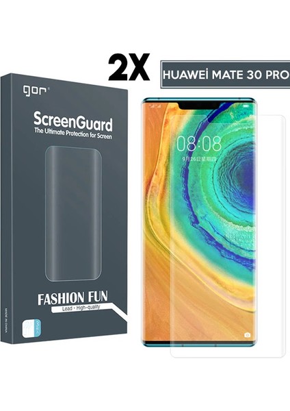 Gor Huawei Mate 30 Pro 3D Kavisli Full Kaplama Darbe Emici Ekran Koruyucu 2 Adet Set - NEONX1379-82
