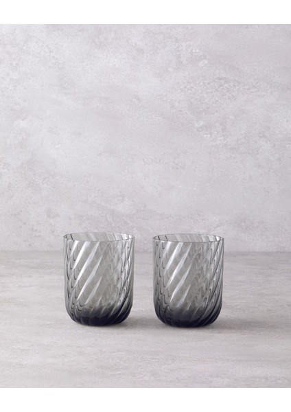 Iki Adet 360 ml Antrasit Cam Bardak, Şık ve Dayanıklı Tasarım