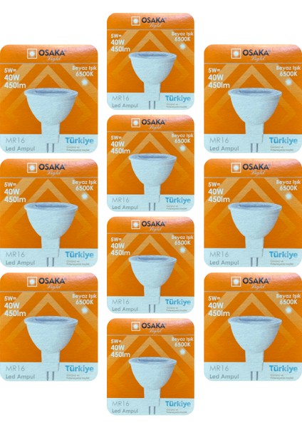 (10 adet) Osaka 5W (40W) Beyaz Işık (6500K) G4 Duylu (Iğne Bacak) LED Çanak Ampul