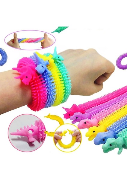 4 Adet Duyusal Dinazorlu Oyuncak Uzayan Bileklik Dınosaur Sensory Fidget Toy Anti modelleri