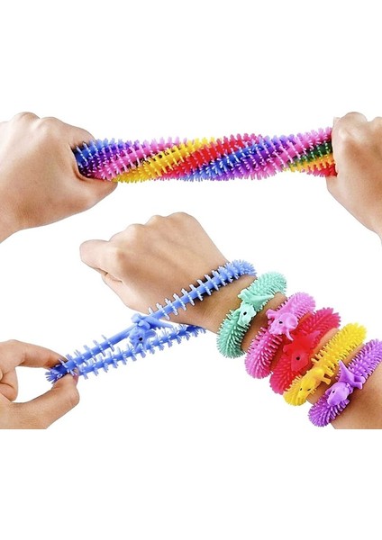4 Adet Duyusal Dinazorlu Oyuncak Uzayan Bileklik Dınosaur Sensory Fidget Toy Anti