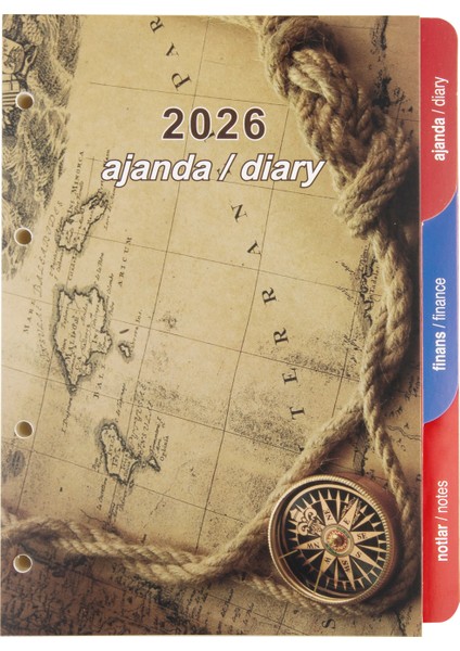 2025 Ajanda Organızer Yedeği 4 Delikli Günlük Çizgili Ajanda 15x21 cm YDK1