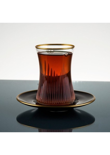 El Yapımı Gold Yaldızlı Siyah Lazer Çizimli 12 Parçalık 6 Kişilik Tabak Seti modelleri