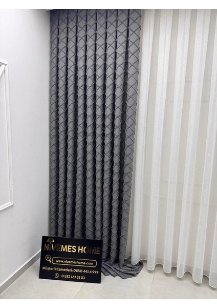 Nivemeshome Tuna 107 K.gri 1/3 Sık Pileli Fon Perde Apm fiyatları
