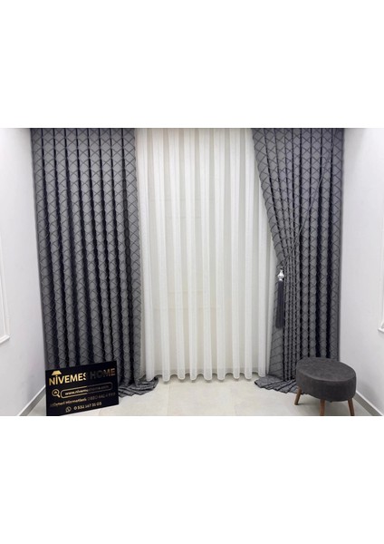 Nivemeshome Tuna 107 K.gri 1/3 Sık Pileli Fon Perde Apm