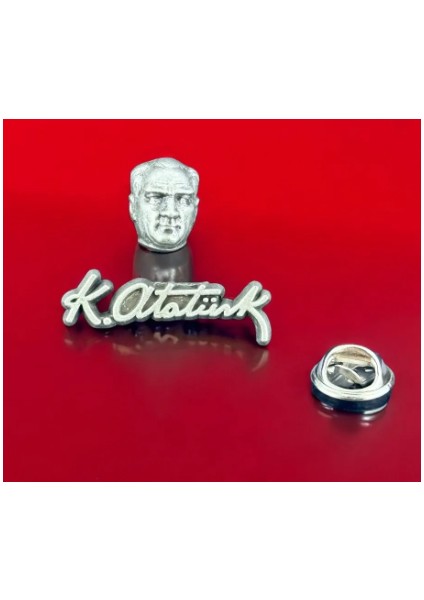 Atatürk Büstü ve Imzası Takım Yaka Rozeti