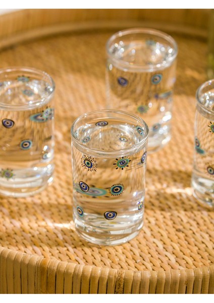Mavi Göz Baskılı Cam Bardak Seti, 4'lü, 125 Ml, Şık ve Kullanışlı Tasarım modelleri