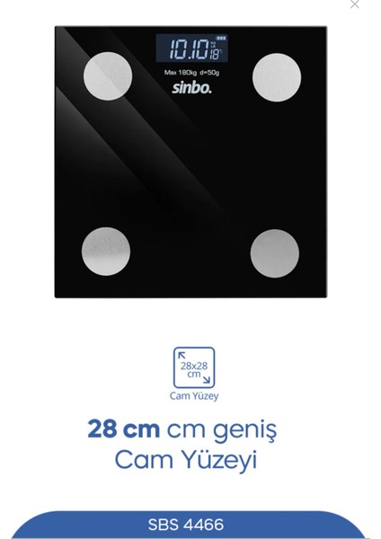 SBS-4466 Bluetooth Dijital Yağ Su Kas Vücut Kitle Endeksi Kilo Ölçer Tartı Baskül