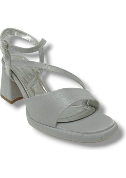 88-25 Deri Taşlı Şeffaf Topuk Anatomik Kadın Sandalet