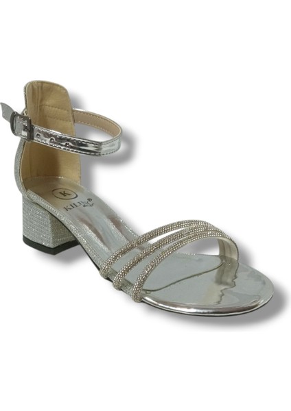 Kılınç 785-25 Simli 3 Şerit Taşlı Kız Çocuk Sandalet 31-35