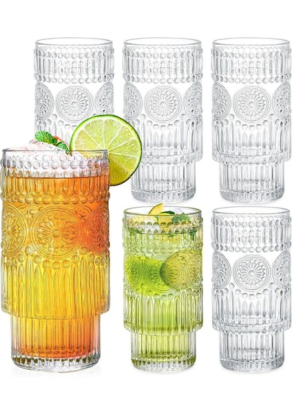 Şık 6’lı Cam Meşrubat Takımı, 330CC, 13.5cm Boy, 6.5cm Ağız, Beyaz Renk fiyatları