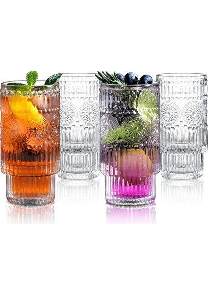 Şık 6’lı Cam Meşrubat Takımı, 330CC, 13.5cm Boy, 6.5cm Ağız, Beyaz Renk