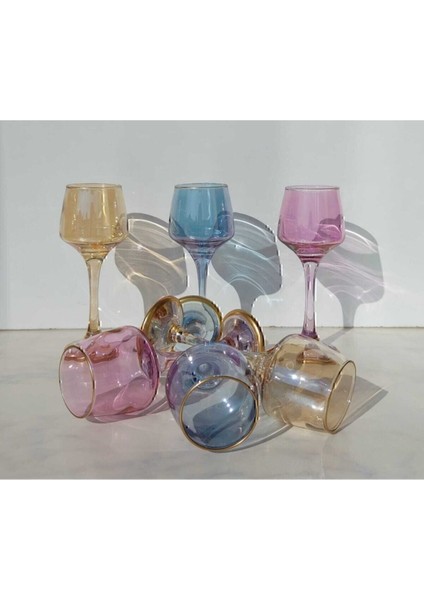 6 Kişilik Renkli Kahve Yanı Su Bardağı Takımı, Turuncu