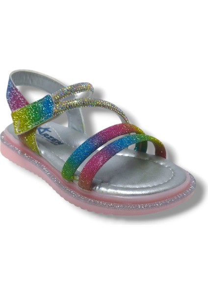 Bebe 231-25 Anatomik Simli Taşlı Cırtlı Kız Çocuk Sandalet 26-30