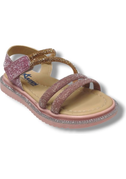 Bebe 241-25 Anatomik Simli Taşlı Cırtlı Kız Çocuk Sandalet 26-30