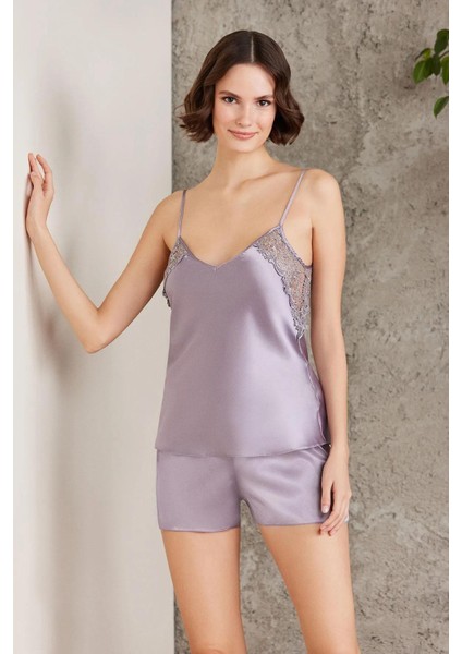 Saten Gecelik Sabahlık Pijama Takım Şort Takım 6'lı Gelin Çeyiz Seti - 6000 Royal