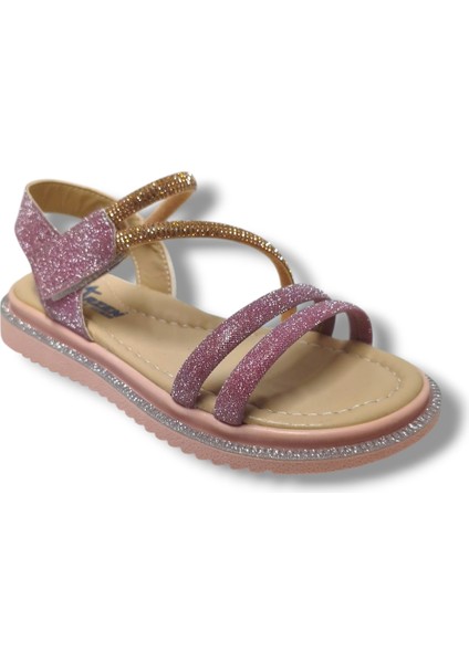Bebe 241-25 Anatomik Simli Taşlı Cırtlı Kız Çocuk Sandalet 31-36