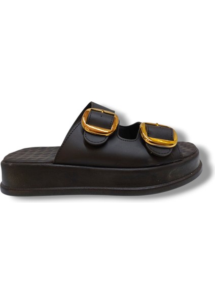 K105-25 Deri Anatomik Çift Bant Dolgu Taban Kadın Terlik fiyatları