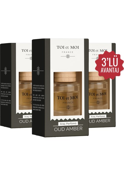 3'lü Oud Amber Oto Araç Parfümü 3x8 ml