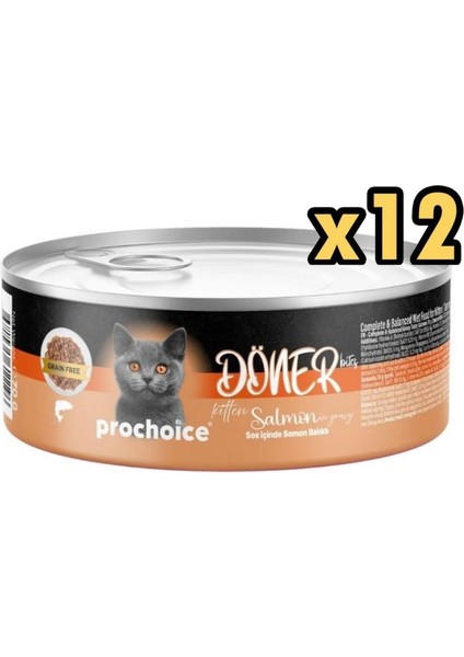 Prochoice Döner Bites Somonlu Yavru Kedi Konservesi 70 gr x 12 Adet