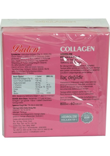 Collagen Tip 1 Tablet 800 mg (60 tablet) fiyatları