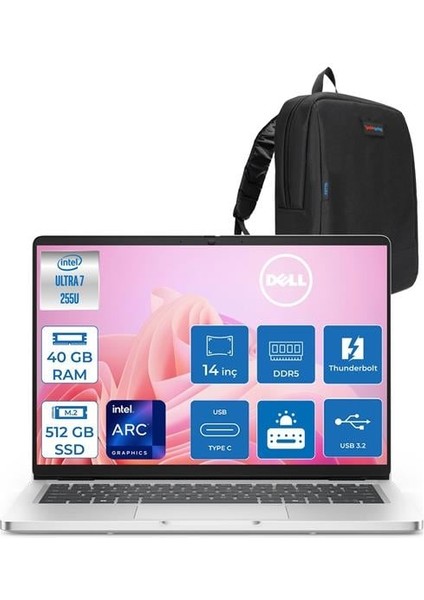 Pro 14 Intel Core 7 255U 40GB Ddr5 512GB SSD Intel Arc Graphics 14" Fhd+ IPS 300NITS Windows 11 Pro Taşınabilir Bilgisayar PC14250BTO107H13 + Zettaçanta