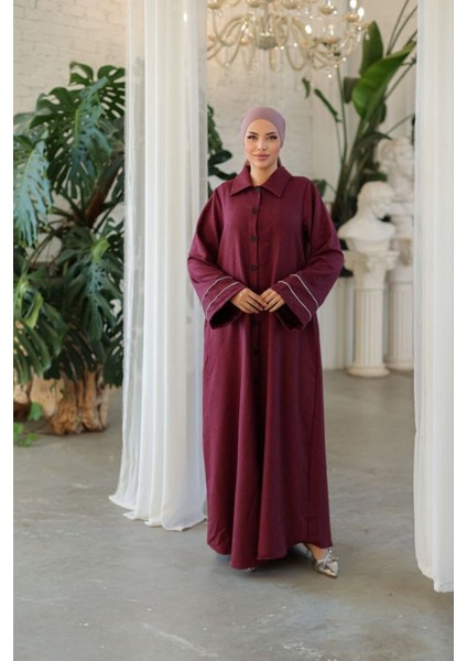 Ankanoor Tam Boy Düğmeli Kolu Biyeli Ferace ANKA252425