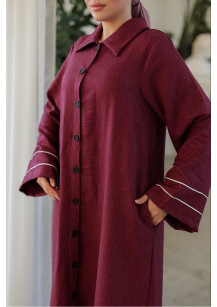 Ankanoor Tam Boy Düğmeli Kolu Biyeli Ferace ANKA252425 modelleri