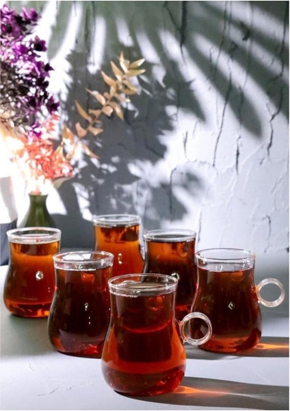 Borosilikat 6'lı Beyaz Çay Bardak Takımı, Şık ve Dayanıklı Set
