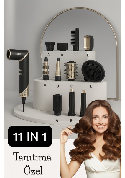 818 11 Başlık Multi Styler Hava Üflemeli Saç Şekillendirme Kurutma Çok Fonksiyonlu Ultra Set