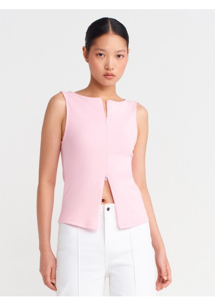 31764 Fermuar Detaylı Top-Toz Pembe