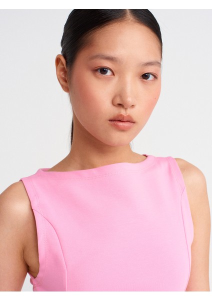 21001 Kayık Yaka Peplum Top-Pembe modelleri