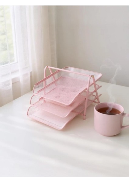 Perfore 3'lü Toz Pembe Evrak Rafı ND-1022 modelleri