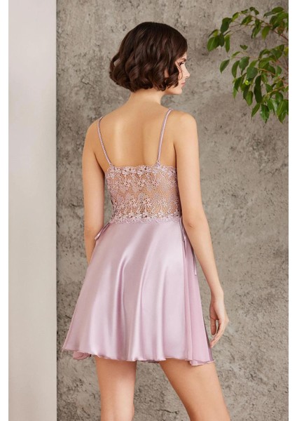 Saten Gecelik Sabahlık Pijama Takım Şort Takım 6'lı Gelin Çeyiz Seti - 6005 Rose