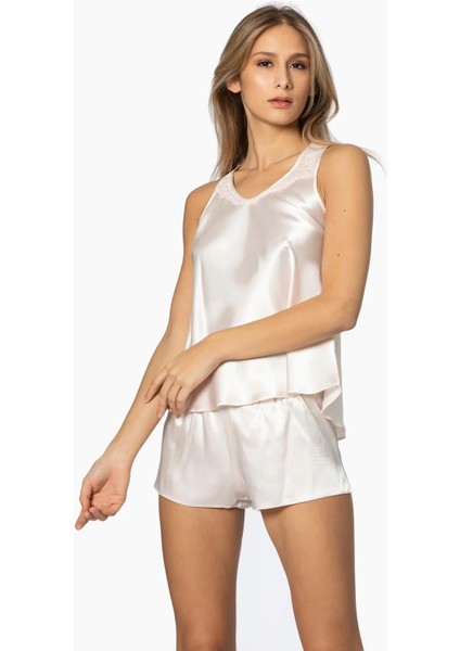 Saten Gecelik Sabahlık Pijama Takım Şort Takım 6'lı Gelin Çeyiz Seti - 6010 Inci
