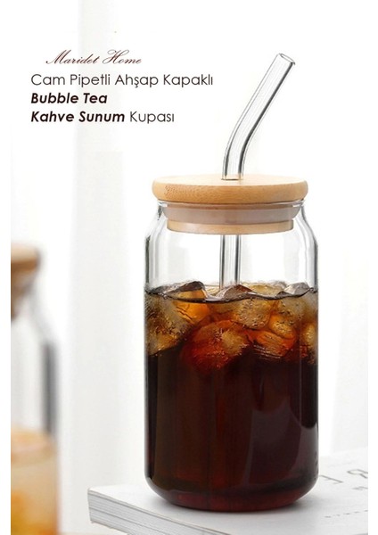 Turuncu, 4'lü Set, Isıya Dayanıklı Cam ve Ahşap Kapaklı Bardak Seti