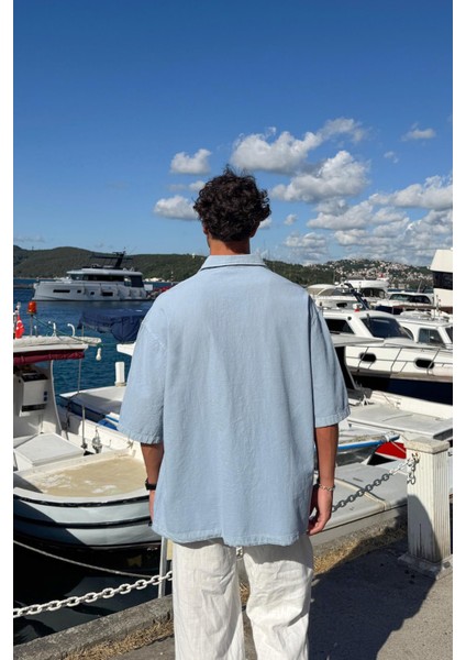 Basic Oversize Kısa Kol Keten Gömlek fiyatları