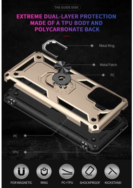 Oppo Reno 5 Lite Kılıf Sofya Yüzüklü Silikon Kapak - Gold - NEONX1245-3330 indirimleri