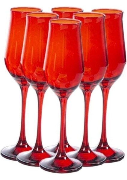 Kırmızı Dalgalı Şampanya Kadehi 190CC 6'lı Set fiyatları